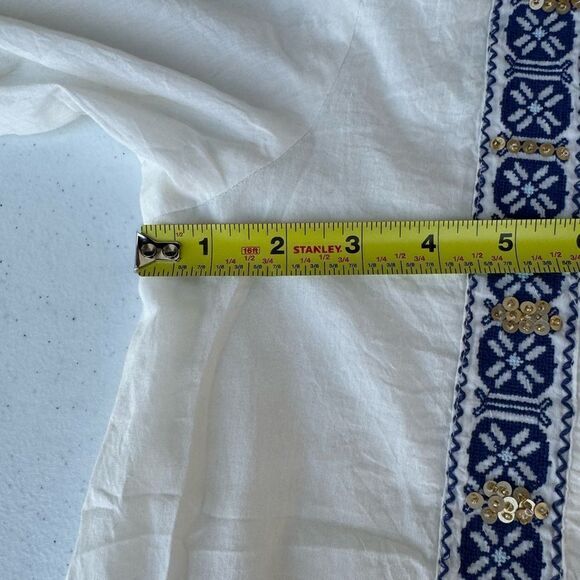 Anthropologie x Raga White Embroidered Sequin Button
Front Midi Dress sz M - Picture 10 of 16